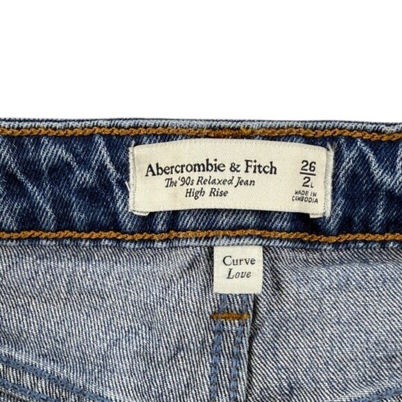 Abercrombie & Fitch The 90’s Relaxed Jeans Women’s Size 26 High Rise Raw Hem - Picture 9 of 10